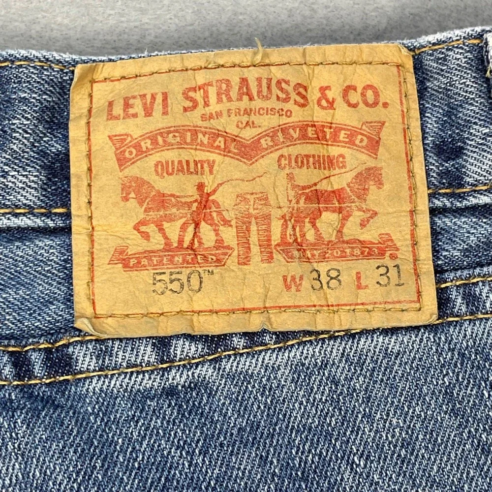 Levi's Blue 550 Relaxed Fit Tapered Leg Denim Jeans Mens 38x31